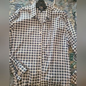 Express Navy and White Floral Shirt